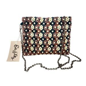 Estee & Lilly Beaded Sequin Crossbody Shoulder Bag Purse Chain Strap NEW